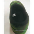 2019 wholesale women and children plush indoor slippers green camo flat full plush TPR outsole indoor slippers